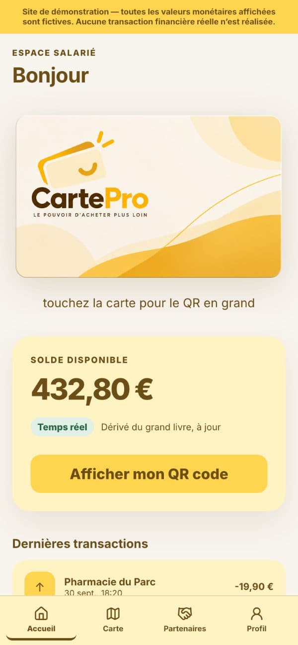 Solde et carte, espace salarié
